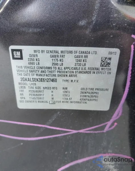 2014 GMC Terrain Slt z USA, uszkodzony, nr VIN 2GKALSEK3E6127460